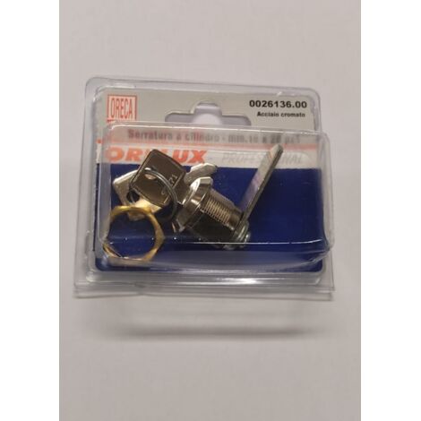 SERRATURA A CILINDRO CON LEVA 40x15MM -IN ACCIAIO CROMATO - LUNGHEZZA 16x28MM