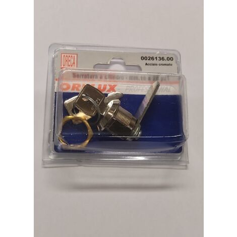 SERRATURA A CILINDRO CON LEVA 40x15MM -IN ACCIAIO CROMATO - LUNGHEZZA 16x28MM