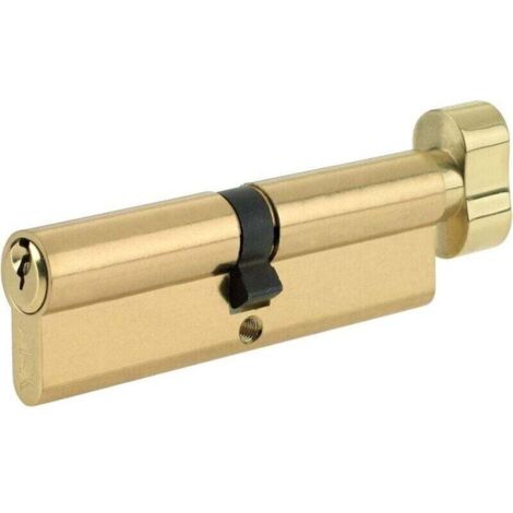 Serratura a cilindro europeo in ottone da 80 mm, cilindro, pomolo girevole con 2 chiavi standard, antiscasso, antiurto e antitrapano, elevata sicurezza per porte in PVC, legno e materiali compositi.