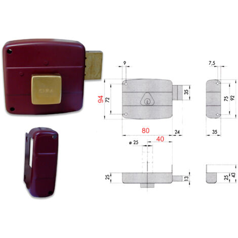 Serratura a incasso Cisa 50131-60-1 per legno, applicazione frontale, modello Dx