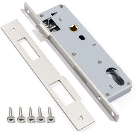 Serratura a mortaio in acciaio inox 9220 con telaio in nichel satinato per porte interne ed esterne.
