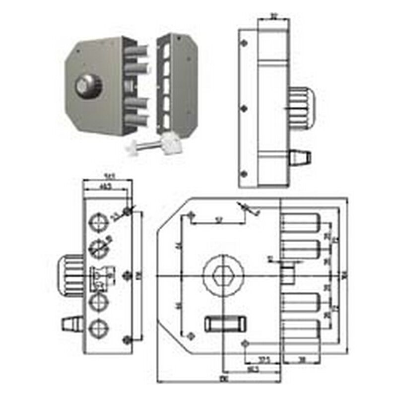 Image of CR - serratura a pompa con s occo e pomolo 3050 - cilindro MM.60 sx (3050-52N)