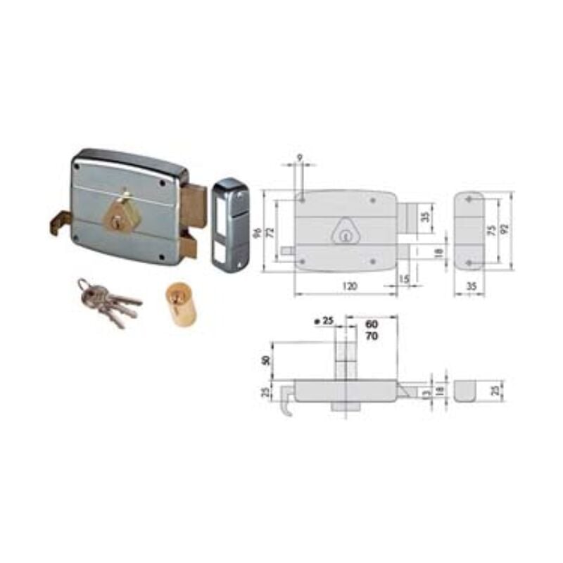 Serratura applicare catenaccio e scrocco doppio