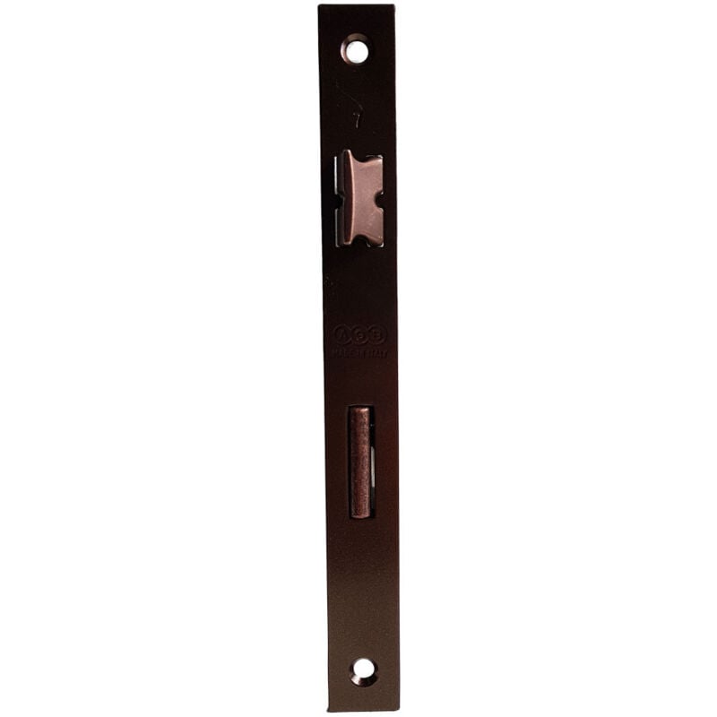 Serratura bronzata ad incasso per porta legno ad infilare patent bordo quadro, diametro 40mm