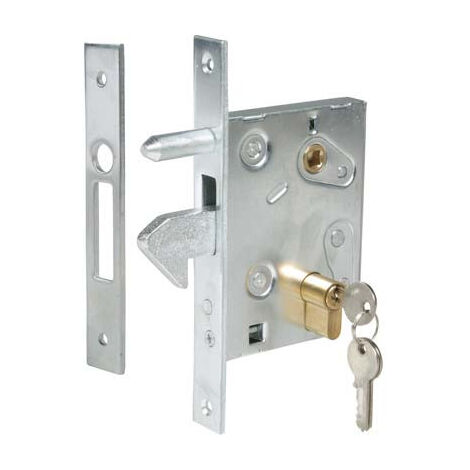 SERRATURA CANCELLO INFILARE A GANCIO 447 IBFM • B.Q ZINC F.MM 25 C.SAGOM M1+Q8 E.MM 60