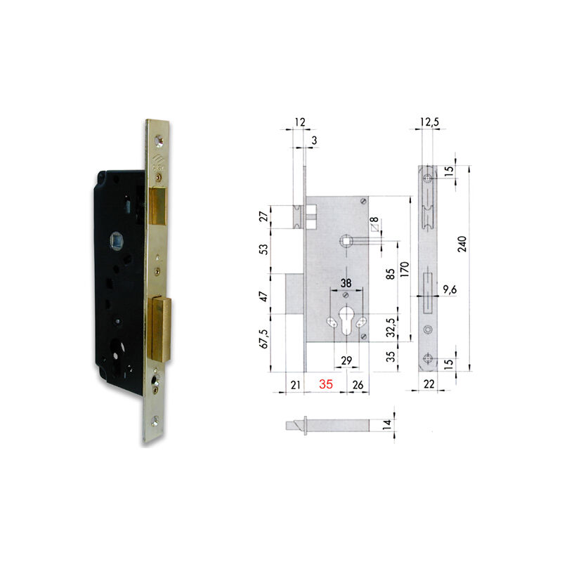 5C110-70-0 Serratura Infilare Cil Sag Bq F22 - Cisa