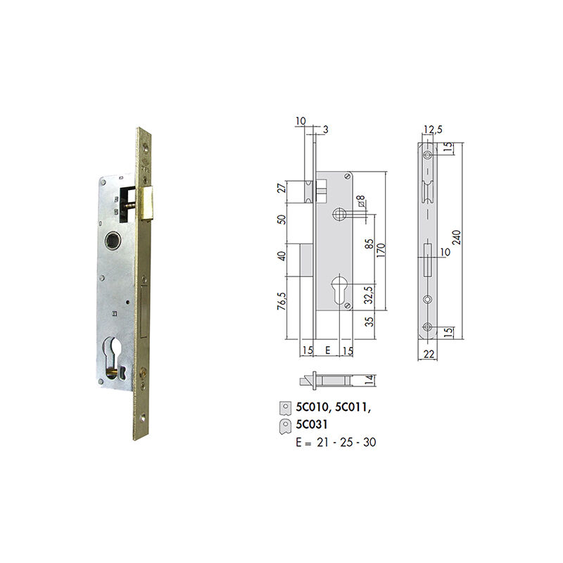 5C012-25-0 Serratura Infilare Cil Sag Bq F22 - Cisa