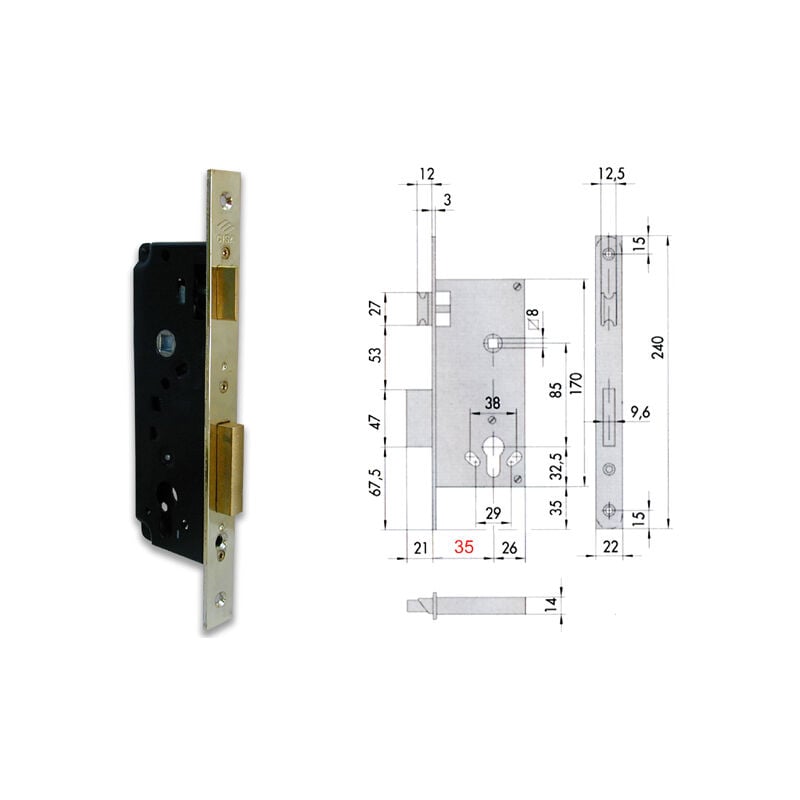 Cisa 5C110-60-0 Serratura Infilare Cil Sag Bq F22
