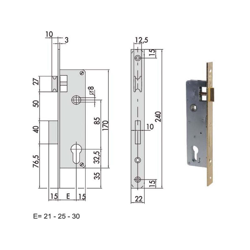Serratura Infilare Legno 5C011-20-0 Cisa