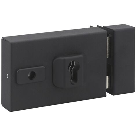 Serratura da applicare doppio cilindro con quadro maniglia , reversibile asse regolabile, 144x93mm, nero - THIRARD