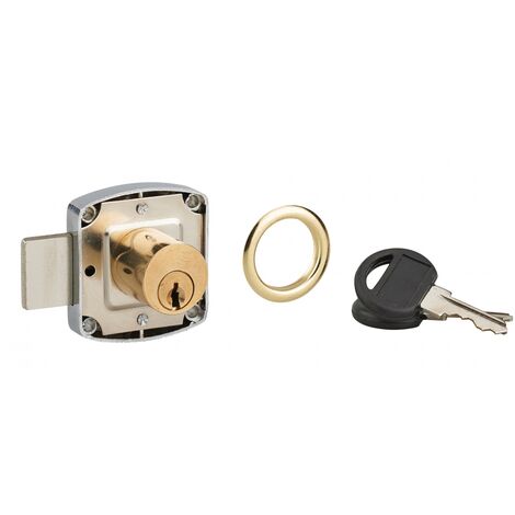 Serratura da applicare per porte di mobili, asse 20mm, 40x40mm, nichelato, 2 chiavi - THIRARD