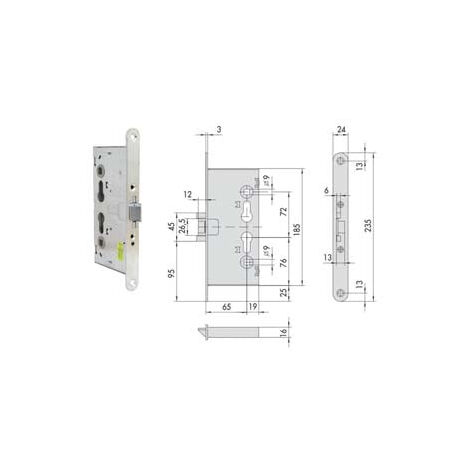 Serratura Da Infilare Antipanico Per Porte Tagliafuoco 43120 - mm.65 (43120650)
