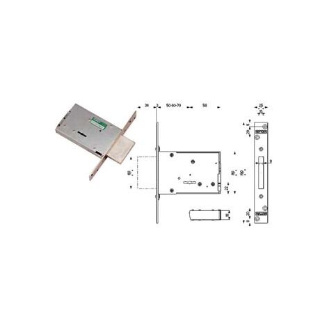 SERRATURA DA INFILARE DOPPIA MAPPA 40702- - mm.60 (4070260C6) - 1 pezzi MOTTURA