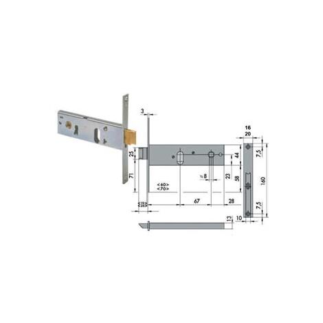 SERRATURA DA INFILARE PER FASCE CATENACCIO E SCROCCO MM.44 H 4415- - mm.80, 2m. (441508000CC) front.mm.16 conf. ind. - 1 pezzi CISA