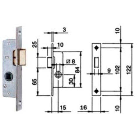 IS&EACUTE Serratura da infilare per montanti solo scrocco 762 - frontale mm.20x3x122h. (762002) Iseo