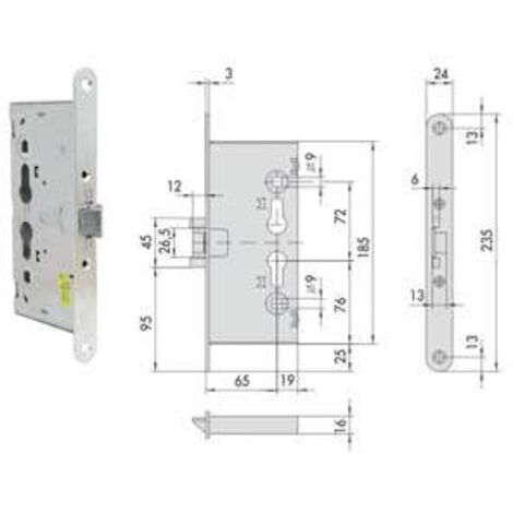 Serratura Da Infilare Per Porte Tagliafuoco 43020 - mm.65 (43020650)