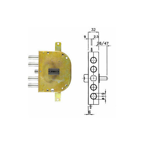 Serratura di sicurezza a doppia mappa cr 2155/28 dx per porte blindate destra