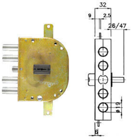Serratura di sicurezza a doppia mappa cr 2155/28 dx per porte blindate destra