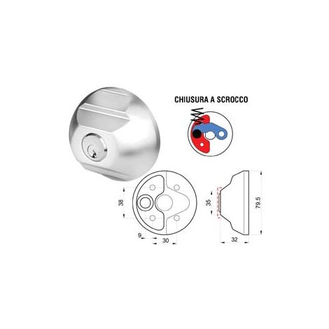 SERRATURA DI SICUREZZA PER FURGONI KA PZ.2 RIF70- - ø mm.79,5x32h. - 1 confezione DISEC