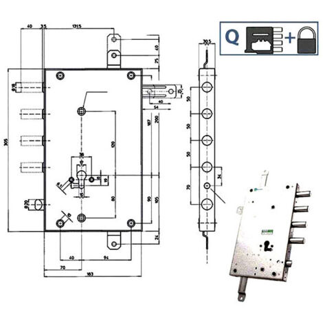 Serratura di Sicurezza Quintuplice a Scrocco Sinistro Modello 85462 Mottura