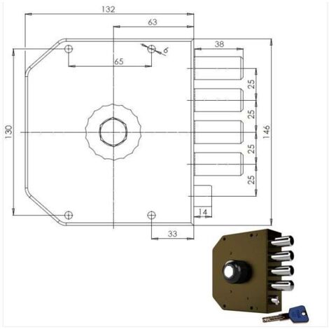 Serratura di Sicurezza Semplice per Pompa Dx Modello 3050 Mc Cr