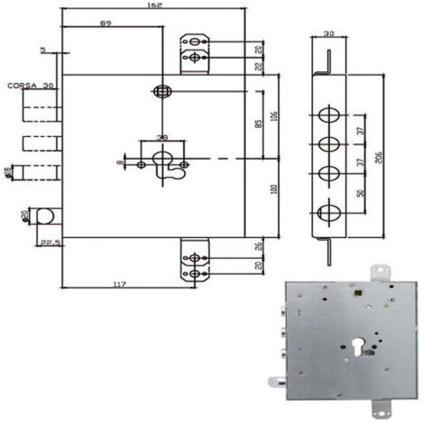 Serratura di Sicurezza Triplice a Destro/Sinistro 668.0537.0G80 Iseo