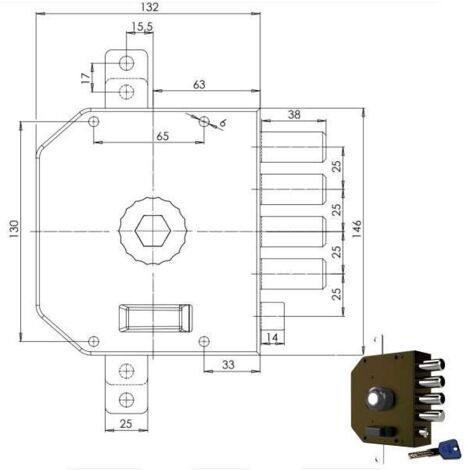 Serratura di Sicurezza Triplice per Pompa a Sinistra da 3250 Mc Cr
