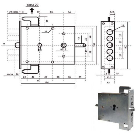 Serratura di Sicurezza Triplice SX con Cilindro Potente 1900N4CIL