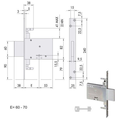 Serratura Doppia Mappa Infilare in Alluminio Cisa 57016-60-0