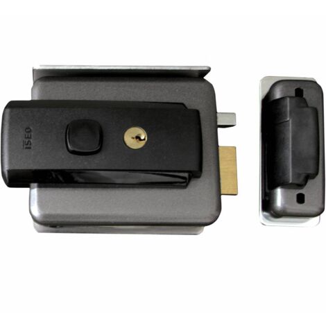 Serratura elettrica per legno Scrocco + Cilindro esterno + Pulsante - Entrata 50ø80 mm Destra 52N115