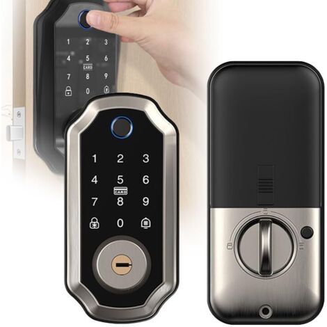 Serratura Elettronica Intelligente con Cilindro - Sblocco Automatico o Manuale tramite Impronta Digitale, App, Carta, Codice o Chiave, con Alimentazione di Emergenza, per Porte e Stanze (35–55 mm)