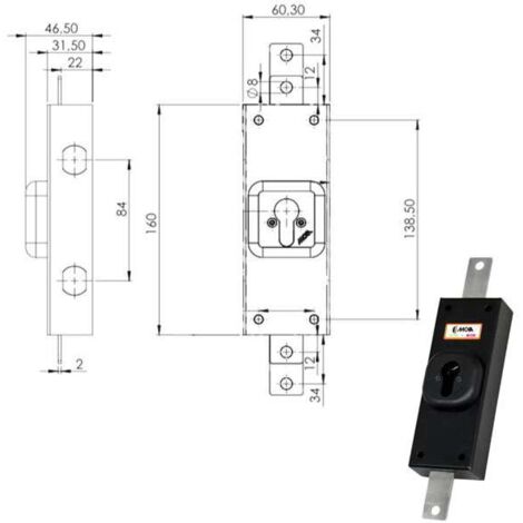 Serratura Ferroglietto Verticale Dx Moia 252 con Deviatore a 2 Vie