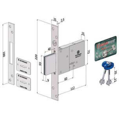 SERRATURA INFILARE A DOPPIA MAPPA 2001 MM.60