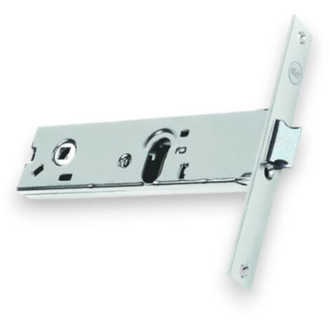 Serratura infilare fascia stretta acciaio inox e zincato catenaccio scrocco reversibile cilindro ovale non incluso - 70 mm