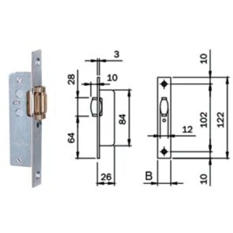 Serratura infilare montanti solo rullo 764 - frontale mm.20 (764002) IS&EACUTE