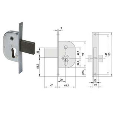 SERRATURA INFILARE PER CANCELLI CON QUADRO CATENACCIO E SCROCCO 42212- - mm.30 (42212300) - 1 pezzi CISA
