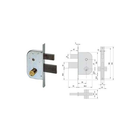 SERRATURA INFILARE PER CANCELLI CON QUADRO CATENACCIO E SCROCCO 42510- - mm.50 (42510500) - 2 pezzi CISA