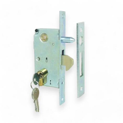 Serratura infilare per cancello con gancio acciaio zincato perno fisso cilindro 54 mm chiusura sicurezza 1 mandata 3 chiavi - 30 mm