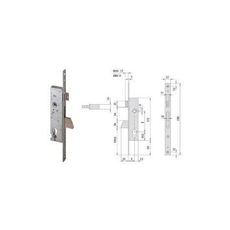 SERRATURA INFILARE PER MONTANTI CON CATENACCIO E SCROCCO 46215- - mm.30 (46215300) - 1 pezzi CISA