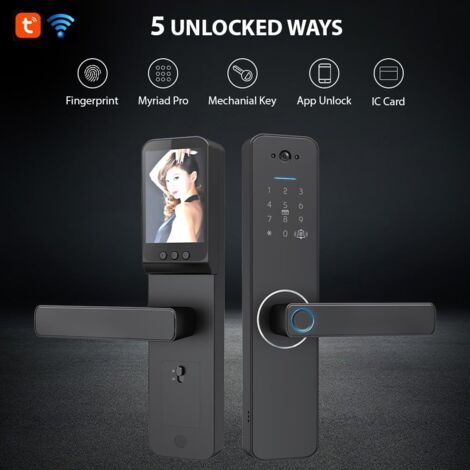 Serratura intelligente con telecamera grandangolare da 120° e campanello intelligente Serratura per porta con ingresso senza chiave Serratura biometrica per porta App TY Funzionamento remoto tramite W