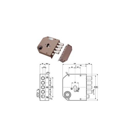 SERRATURA LATERALE DA APPLICARE CON SCROCCO CILINDRO EUROPEO 38610  mm.60 DX (38610VD00)    MOTTURA