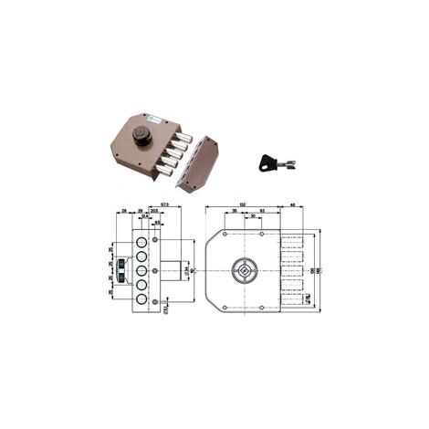 SERRATURA LATERALE DA APPLICARE SENZA SCROCCO A POMPA 30601  mm.60 SX cilindro ø mm.34 (30601VS60)    MOTTURA