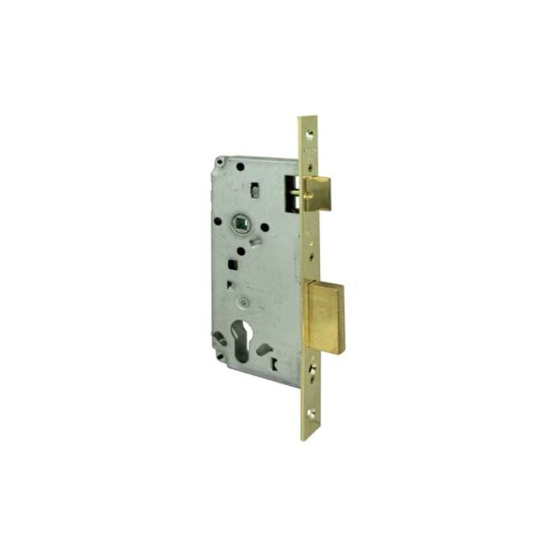 Image of Serratura legno infilare 5c611 logo b.quadro ottonato f.mm 22 f.sagom m2+scr e.mm 45 Logo Cisa