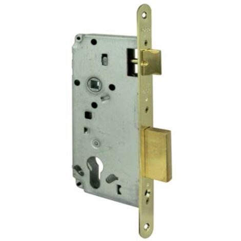 Serratura legno infilare 5c631 logo b.tondo ottonato f.mm 22 f.sagom m2+scr e.mm 70 Logo cisa