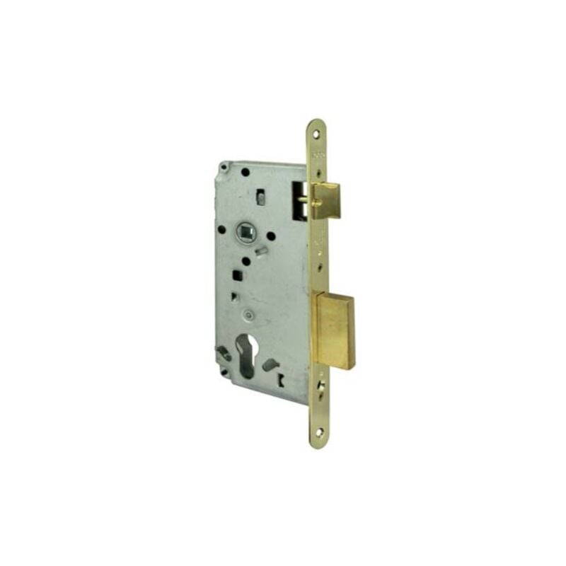 Image of Serratura legno infilare 5c631 logo b.tondo ottonato f.mm 22 f.sagom m2+scr e.mm 70 Logo Cisa
