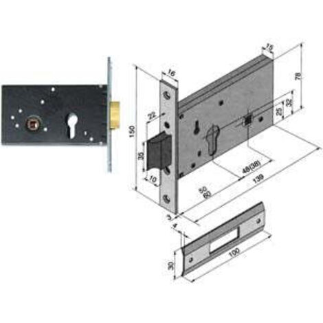 SERRATURA METALLO INFILARE 121 WELKA • B.Q ZINC F.MM 16 F.SAGOM M1+SCR H.MM 78 E.MM 50