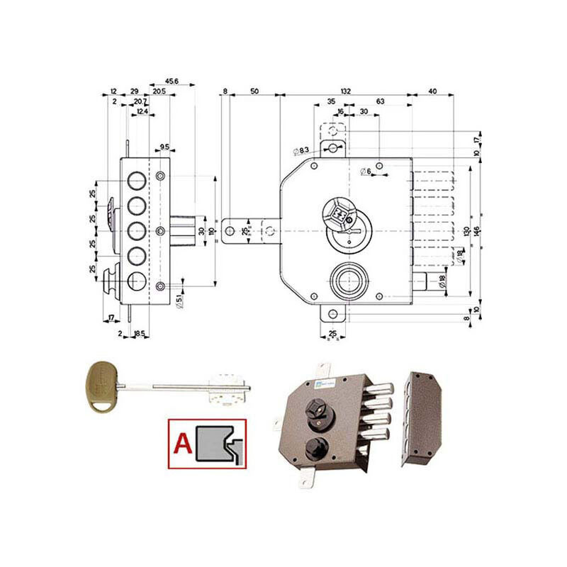 Serratura Sic.Quintupl.Sx Dm Scrocco 20550 Mottura