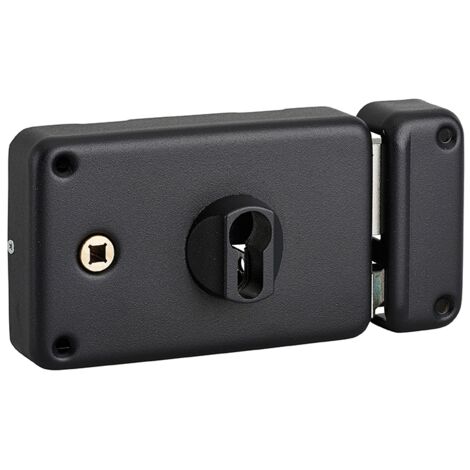 Serratura orizzontale da applicare doppio cilindro per porta d'ingresso, destra , asse 60mm, 140x88mm, nero - THIRARD