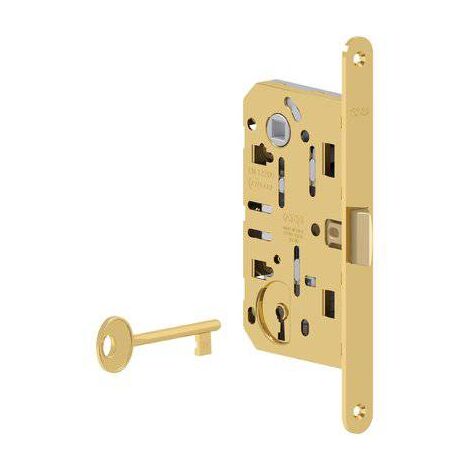 Serratura patent b.tondo ottonato mediana agb i.mm 90 f.mm 18 e.mm 50 Agb