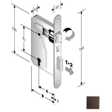 Serratura Patent Mm 8X70 E25 Bt Bronzata Gb